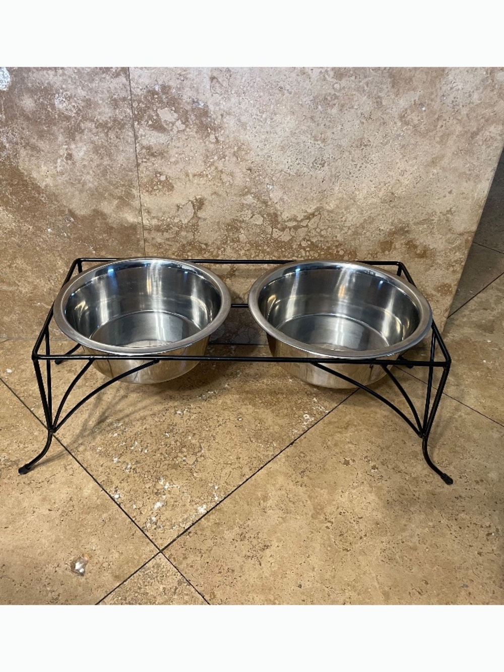Dog food Stand with 2 bowls (food, water) pet feeder station, metal steel